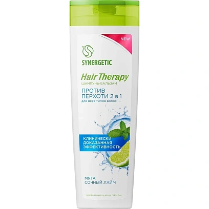 Шампунь бальзам SYNERGETIC Против перхоти 2 в 1 HAIR THERAPY 400мл