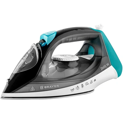Утюг BRAYER BR4008,2400 Вт,керам,пар140 г/мин,антикапля,330 мл,верт.отпар