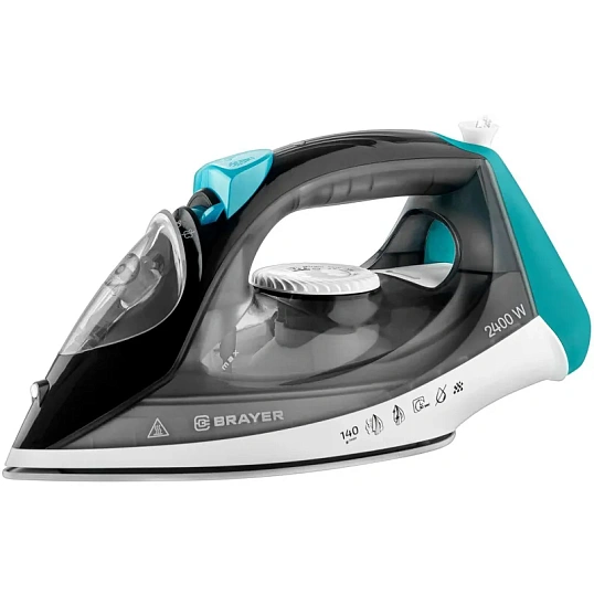 Утюг BRAYER BR4008,2400 Вт,керам,пар140 г/мин,антикапля,330 мл,верт.отпар