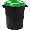 Бак для отходов 60л пластик, черный с зел. крышкой М 2393