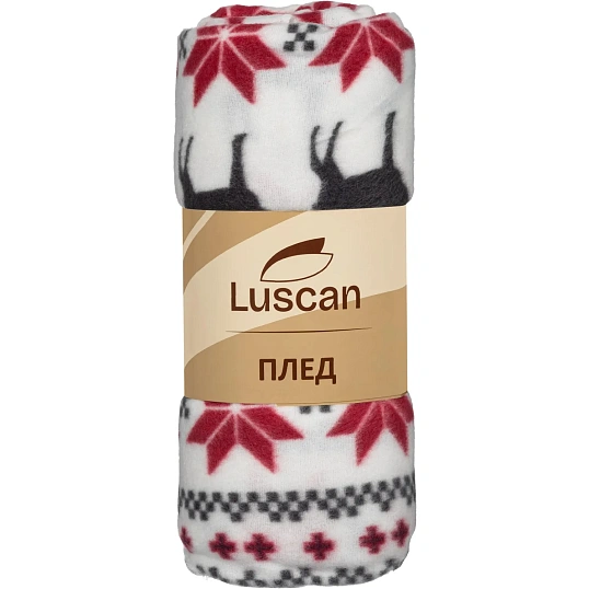 Плед флис Luscan, 130х170 см, 160 г/м2, олени разноцветный