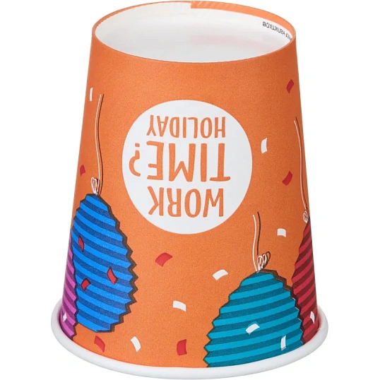 Стакан одноразовый бум односл. 250 мл d-80мм Time to work МИКС  50шт/уп