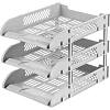 Лоток горизонтальный для бумаг Deli E9213, 3шт/наб, 325x241x255мм,пласт,сер