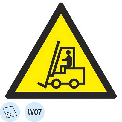 Знак безопасности W07 Внимание. Автопогрузчик, пленка 200х200 10шт/уп