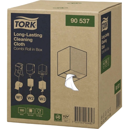 Материал протирочный нетканый Tork W1/W2/W3 300лx1рул/кор, белый 90537