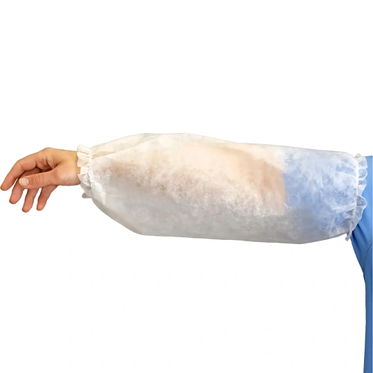 Нарукавники одноразовые, спанбонд, пл.30г, белый, 10 пар в уп., 604-111