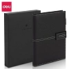 Блокнот Deli А5 120л 80 г/м твердая облож,клетка 5x5мм, черный кожа EN139G