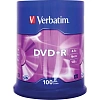 Носители информации DVD+R, 16x, Verbatim Azo Matt Silver, Cake/100, 43551