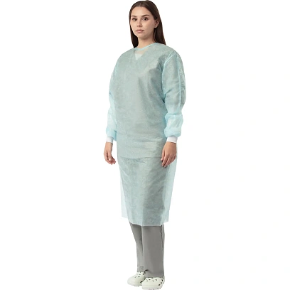 Халат хирург. стер, гол. ЕВРО рук.манж дл.140 см, р.50-52, пл.40, смс, 1шт