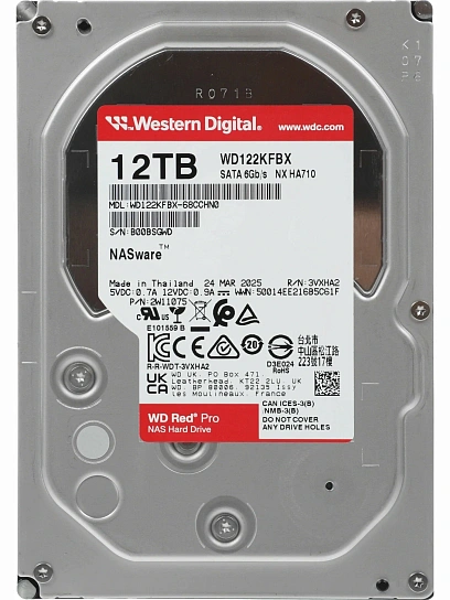 Жесткий диск WD Red Pro 12Tb SATA 512MB, 7200 rpm (WD122KFBX)