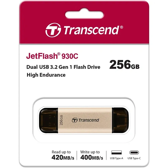 Флеш-память Transcend JetFlash 930C, 256Gb, USB 3.2 G1, зол, TS256GJF930C