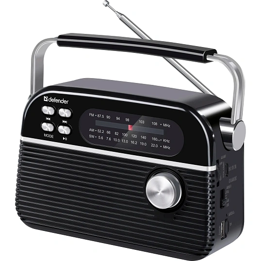 Радиоприемник Defender Vega 5Вт FM/AM/SW/BT/USB/TF/1200мАч