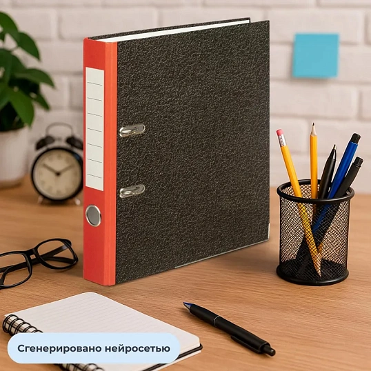 Папка-регистратор Attache Economy 50 мм мрамор с красн кор,мет.уг.,бум/бум