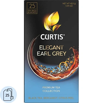 Чай Curtis Elegant Earl Grey черный, аромат, мелкий лист, 25 сашет