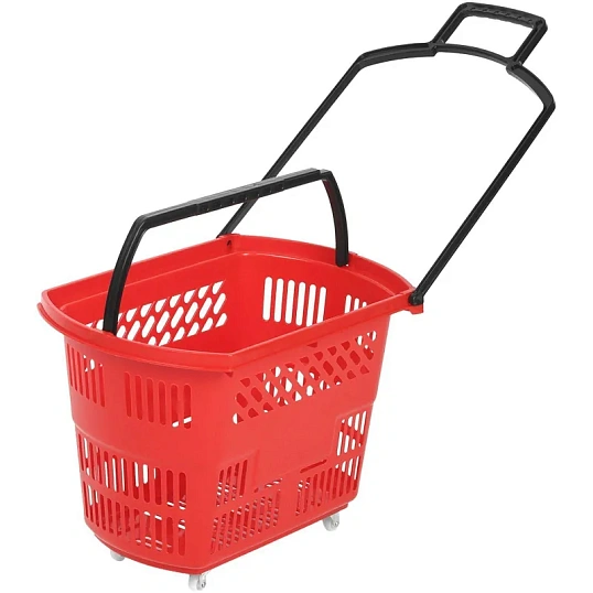 Корзина-тележка REK_Комус Мебель B35C.ECO.RD.BL 35л красн. с чер.руч