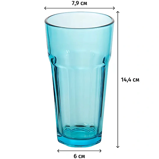 Стакан стеклянный 355 мл (цвета в ассортименте: бирюзовый/зелёный)