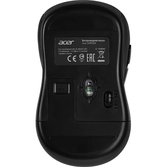 Мышь компьютерная Acer OMR306 черный/серый оптичес. 1600dpi/6but WLS USB