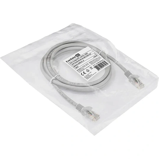 Патч-корд ExeGate UTP-RJ45-RJ45-5e-2M-LSZH-GY, cat.5e, 2м,сер <EX286383RUS
