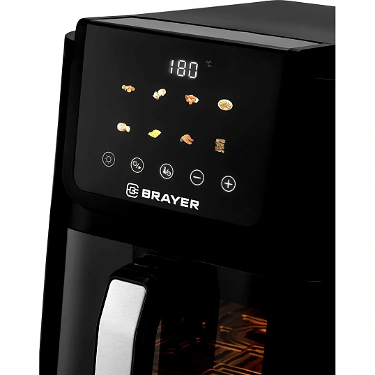 Аэрогриль BRAYER 2041BR,1500Вт,5л,t.200С, съем реш,тайм,LCD-дисп,8 прогр