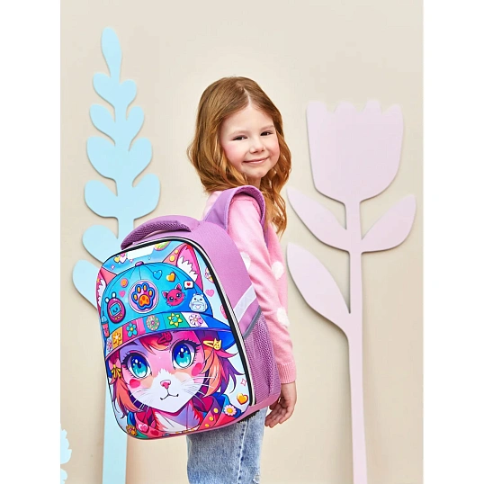 Ранец Комус Класс Light1 Девочка кошка,  1 отд, эргоном