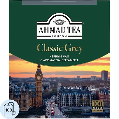 Чай Ahmad Tea черный Классик Грей 100пакx1,9г/уп 2425