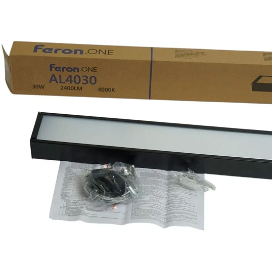 Светильник светод. Feron.ONE AL4030 IP20 30W 4000K, черный 1200x35x70 48534