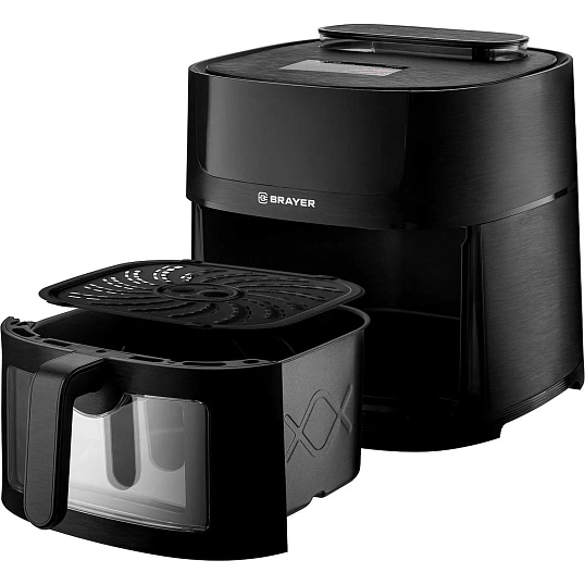 Аэрогриль BRAYER 2042BR, 1800Вт,8л,t.200С,съем.реш,тайм,LCD-дисп,8 пр, пар