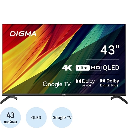 Телевизор Digma DM-LED43UQB31, QLED, UHD, смарт (Google TV)