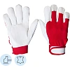 Перчатки кожаные рабочие JetaSafety JLE301-10 цв.красный/белый р.XL