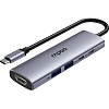 Разветвитель USB RAPOO 5в1 USB-C toPD+HDMI+2xUSB3.0,C сереб(13240)XD51-SGRY