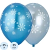 Шар надувной Шелкография металлик 14 Снежинки НГ, 25шт/уп, 1103-2343
