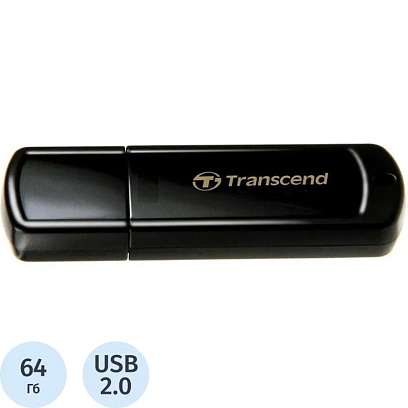 Флеш-память Transcend JetFlash 350, 64Gb, USB 2.0, чер, TS64GJF350