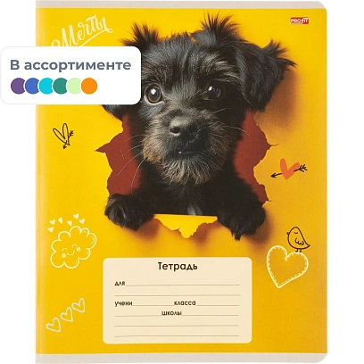 Тетрадь КЛЕТКА 18л. ОБАЯТЕЛЬНЫЕ ПЁСИКИ обл.-мелов.картон,ассорти 18-4310