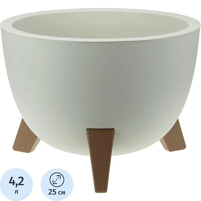 Кашпо ФЛОРИАН D250мм 4,2л, белый ротанг, М 3186