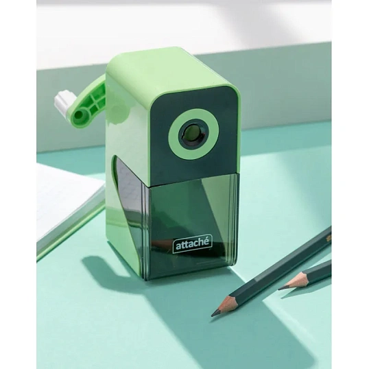 Точилка механическая Attache Bright Colours,авто-фиксация карандаша,зеленый