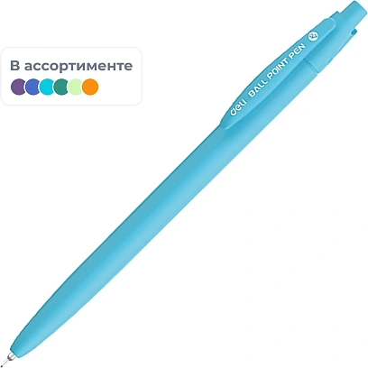 Ручка шариковая автомат. Deli EQ53-BL,гибр.нак0,7,софт-тач,син,в асс