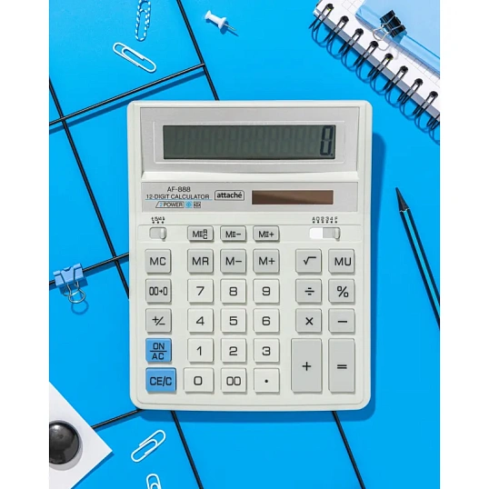 Калькулятор настольный ПОЛН/Р Attache AF-888,12р,дв.пит,204x158мм, белый