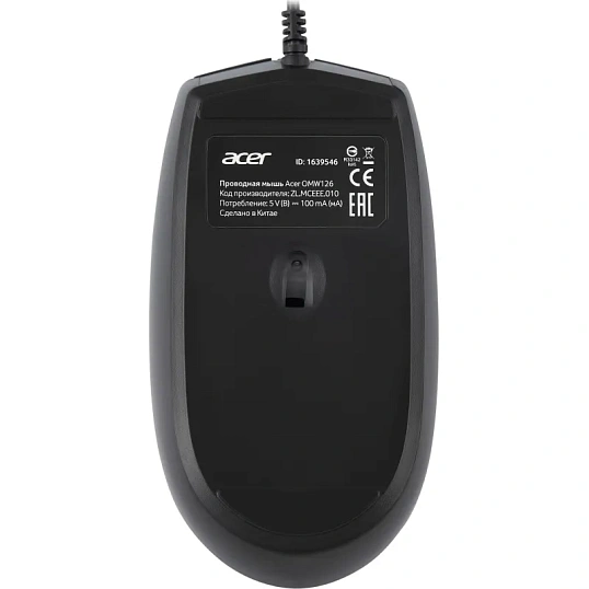 Мышь компьютерная Acer OMW126 черный оптическая (1200dpi) USB (2but)
