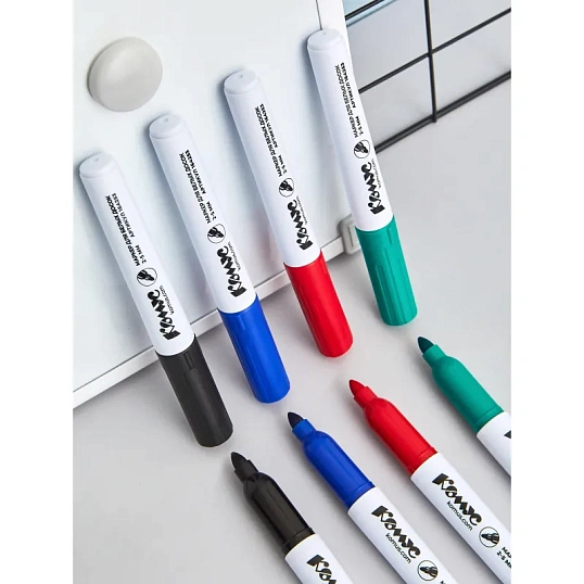 Набор маркеров для белых досок КОМУС BY2304 набор 4цв. 2-5мм