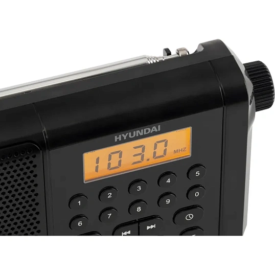 Радиоприемник Hyundai H-PSR115 черный USB microSD
