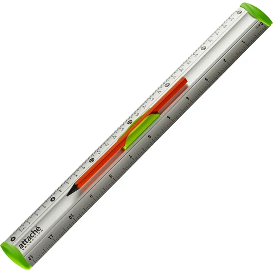 Линейка 30см Attache Selection aluminium с держателем зеленый