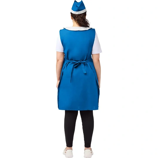 Фартук сарафан Маркет Профи с пилоткой всеразмерный цв. вас/бел