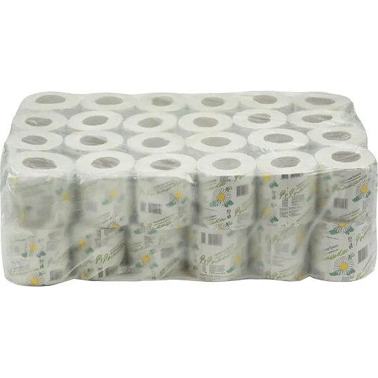 Бумага туалетная 1-сл. ОСТРОВСКАЯ Ромашка втул. сер 26м, 48рул/уп