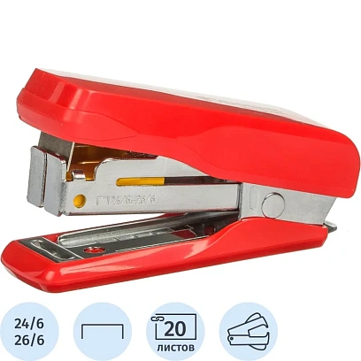Степлер -мини Комус MSR2420 (№24/6-26/6) до 20 лист.,металл, красный