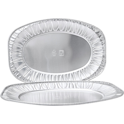 Поднос алюминиевый 351x235x25 мм, объем 1200 мл (410-011) 25 шт/уп
