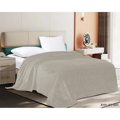 Плед велсофт  150х200см молочный тиснение 260гр 11-4801 G