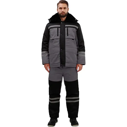 Костюм зимний муж з03-КПК сер/чер (р.48-50) 158-164