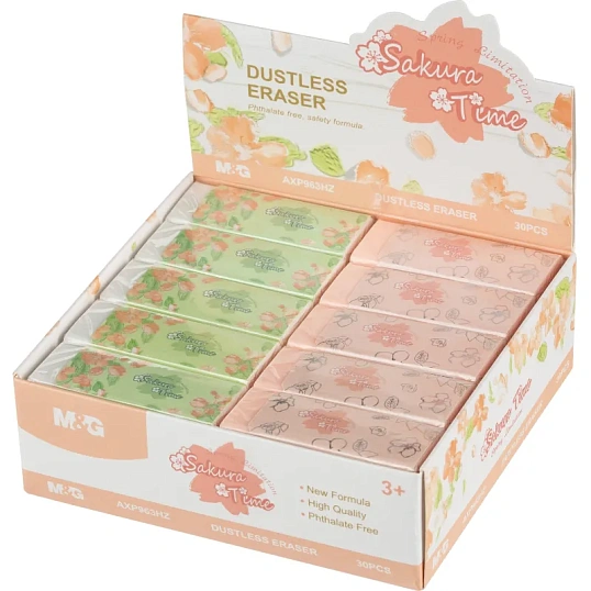 Ластик прямоугольный M&G Sakura, 45x20x11мм, термопласт каучук, в ассорт