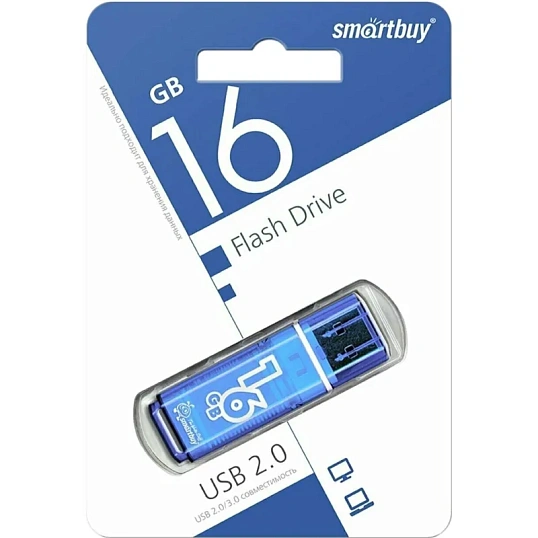Флеш-память Smartbuy Glossy, 16Gb, USB 2.0, гол, SB16GBGS-B