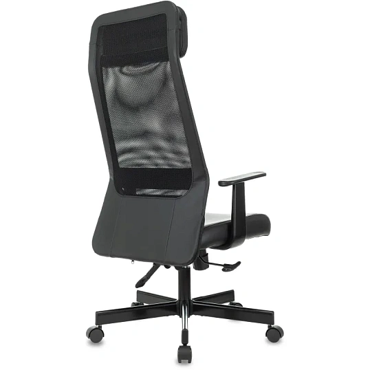 Кресло VB_EChair-651 TPU кожзам черный, сетка черая,металл